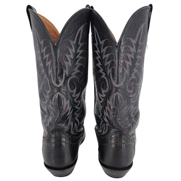 Vintage Nocona Exotic Black Teju Lizard Cowboy Boots Mens 10D Western Reptile - Picture 11 of 15
